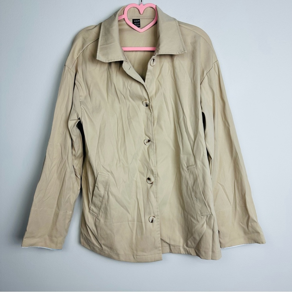 SHEIN Light Tan Button Trench Jacket Size Small